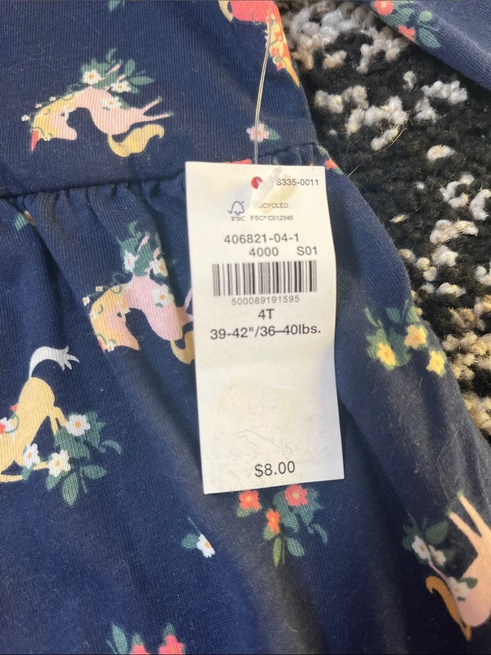 Old Navy Navy Unicorn & Floral Long-Sleeve Twirl Dress